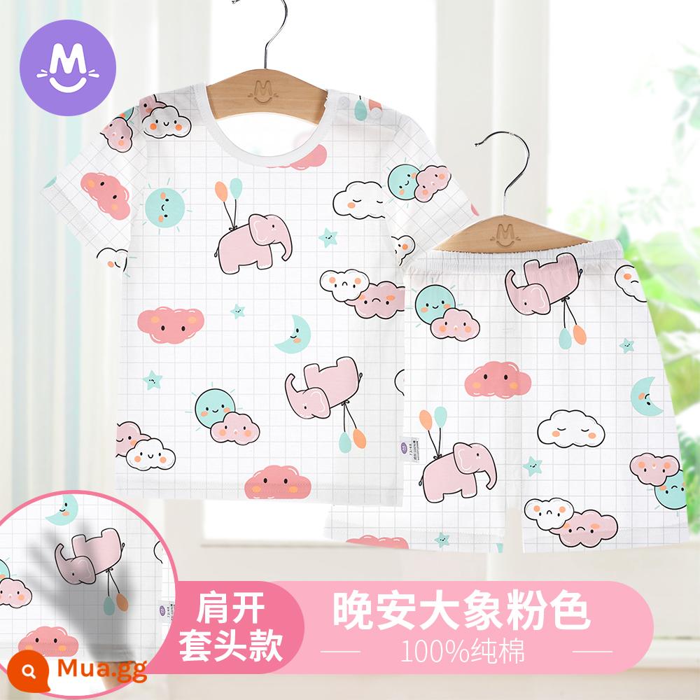 Bộ đồ ngủ ngắn tay mùa hè cho trẻ em Bộ quần áo điều hòa không khí cho bé gái cotton nguyên chất mỏng phần bé trai trẻ sơ sinh quần áo mùa hè dịch vụ tại nhà - bột voi