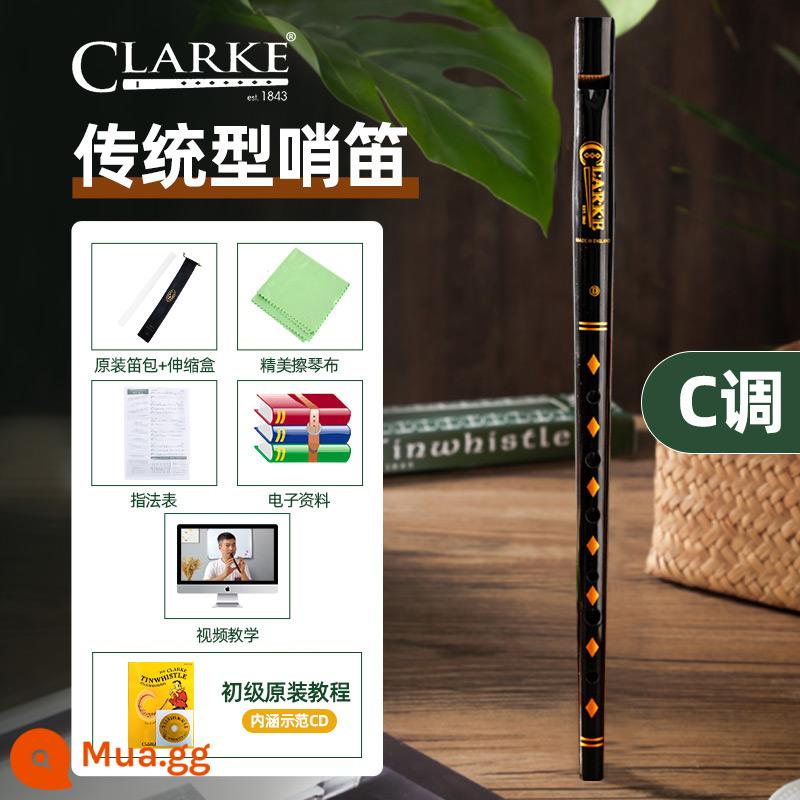 Clarke Clarke Sáo thiếc Celtic sáo D điều chỉnh sáo Ailen sáo thẳng còi sáo sáo thẳng nhạc cụ - Sách chính tông màu C truyền thống màu đen +