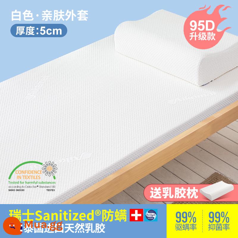 Nệm cao su ký túc xá sinh viên đơn chuyên dụng giường tầng trên và dưới 90x190cm đệm trẻ em chần bông tùy chỉnh - Bán chạy [Bộ bảo vệ cột sống 95D] Áo khoác trắng dày 5cm bằng cao su