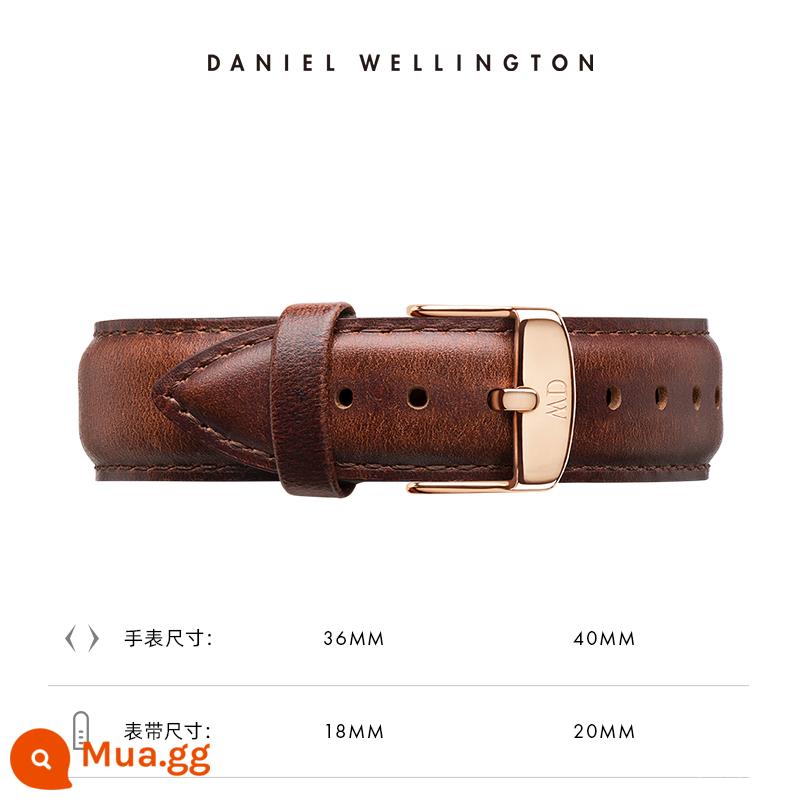 Dây đeo đồng hồ dw Dòng CLASSIC dây da khóa chốt 18/20mm Daniel Wellington Flagship Store - RG màu nâu sáng