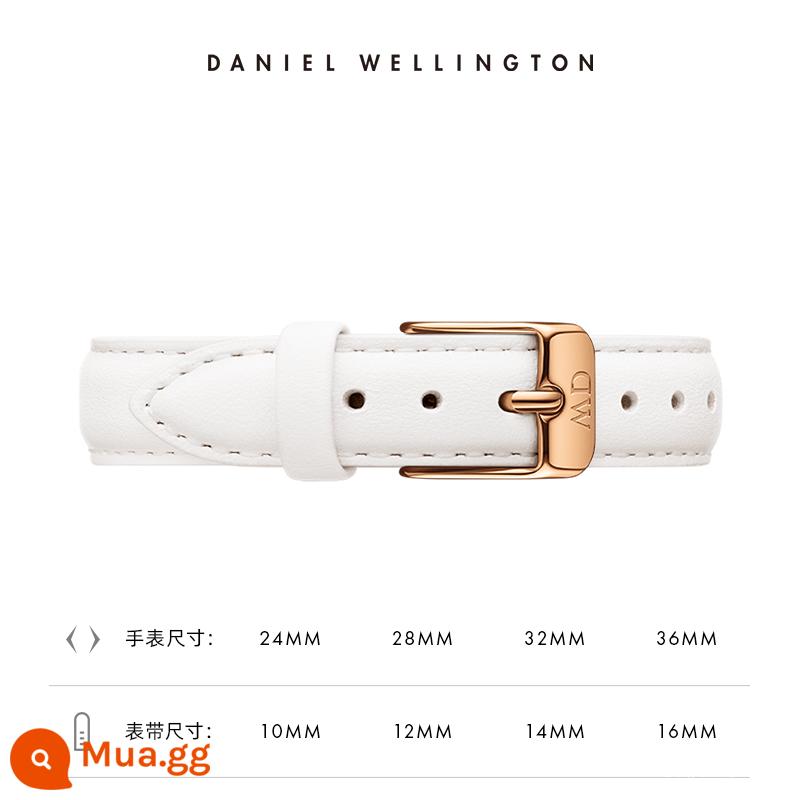 Dây đồng hồ dw Dây da khóa chốt sê-ri PETITE 10/12/14/16mm Daniel Wellington - RG trắng