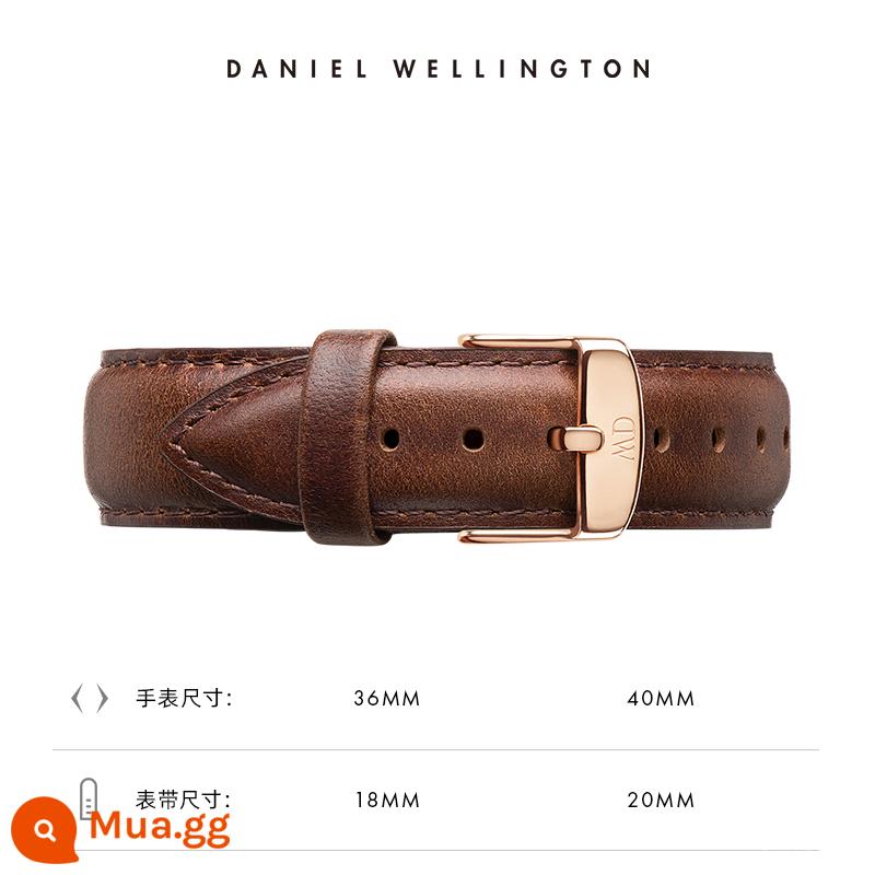 Dây đeo đồng hồ dw Dòng CLASSIC dây da khóa chốt 18/20mm Daniel Wellington Flagship Store - RG màu nâu sẫm