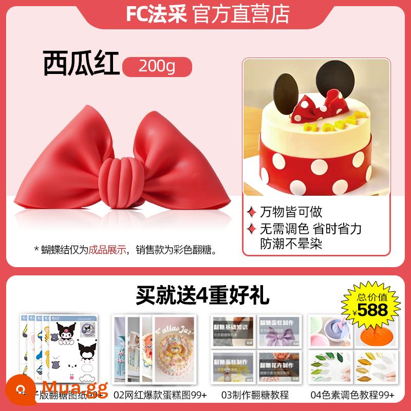 FC Facai fondant dán chống ẩm fondant khô Pez fondant thương hiệu nơ trang trí bánh nướng màu 600g - Dưa hấu đỏ 200g