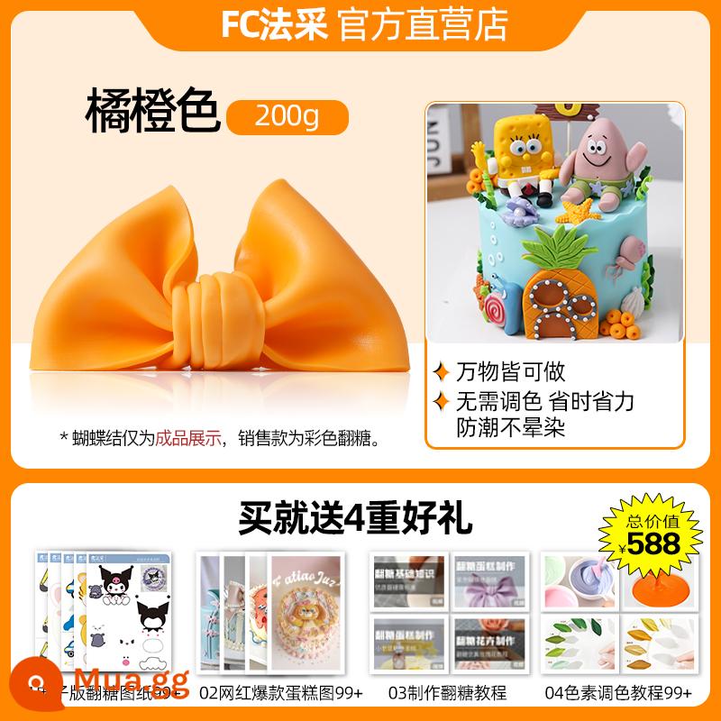 FC Facai fondant dán chống ẩm fondant khô Pez fondant thương hiệu nơ trang trí bánh nướng màu 600g - Cam Tachibana 200g