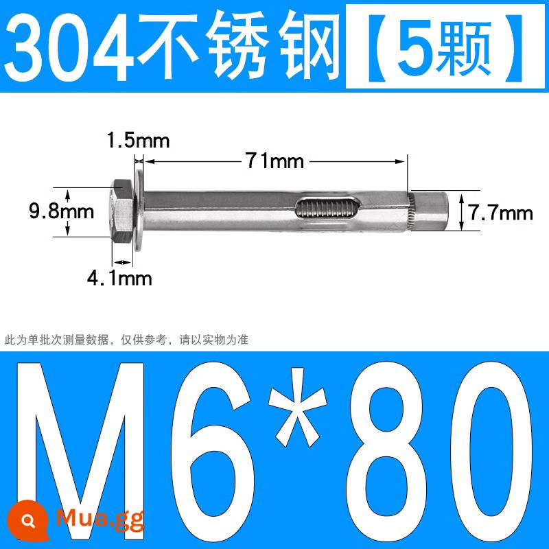 Vít nở kéo sắt mạ kẽm ống nổ vít neo Vít nở M6M8M10M12M14M16M18M20 - 304 lục giác M6*80[5 miếng]