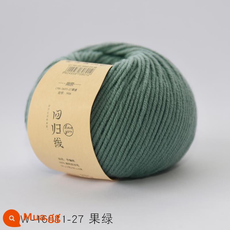 Dòng hồi quy dấu vết trở lại sợi len nguyên chất Merino nguyên chất dày vừa handmade tự làm que kim đan len khăn len bóng - Số 27-Quả Xanh