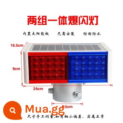 Đèn năng lượng mặt trời nhấp nháy xây dựng đường nhấp nháy màu đỏ và màu xanh hai mặt rào chắn giao thông đèn cảnh báo năng lượng mặt trời LED nhấp nháy - Hai bộ đèn nhấp nháy trong một