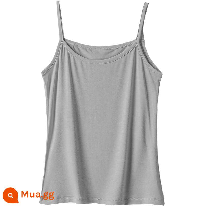 Sling đáy áo sơ mi vest nữ mặc ngắn màu trắng phương thức lớn kích thước mỏng mùa hè áo khoác ngoài niche top mỏng - xám nhạt