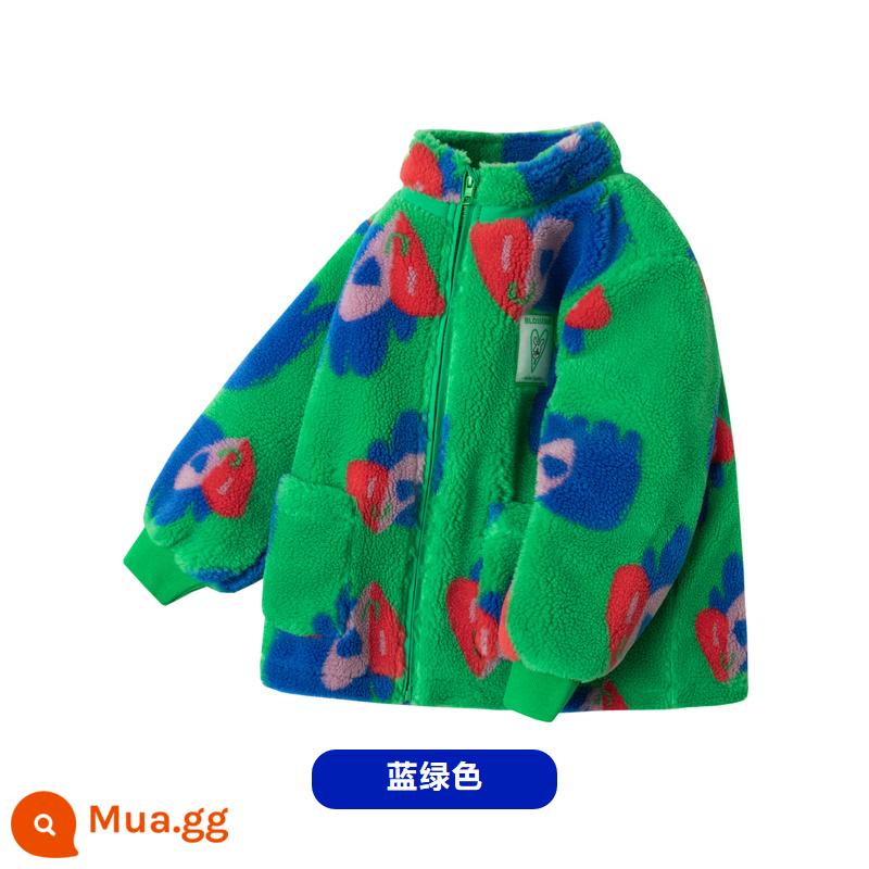 Áo khoác trẻ em Barlabara Mini Barlabara Boys and Girls and Girls 'Cotton Winter vào mùa đông giả Lamb Wool Áo khoác ấm áp - Màu xanh mòng két 00384