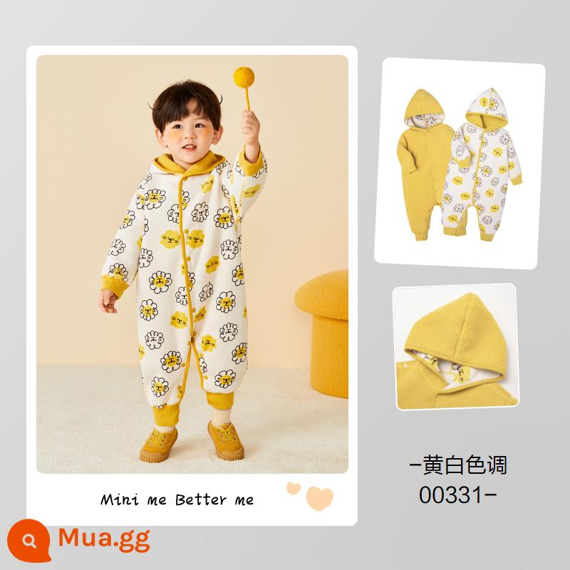 Mini Balabara Jumpsuit quần áo trẻ em 2022 cho bé mùa thu đông 2 mặt sang trọng đi chơi áo liền quần leo núi quần áo - Tông màu vàng trắng 00331