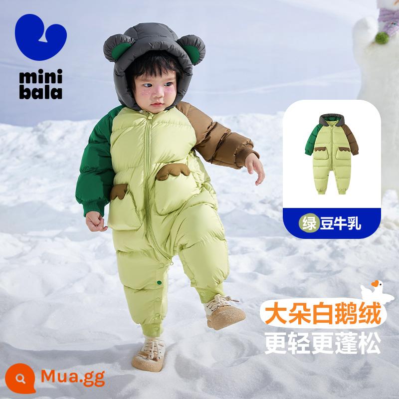 [Ngỗng Xuống] Mini Balabala Bé Trai Và Bé Gái Xuống Jumpsuit Thời Trang Cho Bé Phong Cách Phương Tây Quần Áo Liền Quần Hợp Thời Trang - Đậu Xanh 40016-Ngỗng Trắng