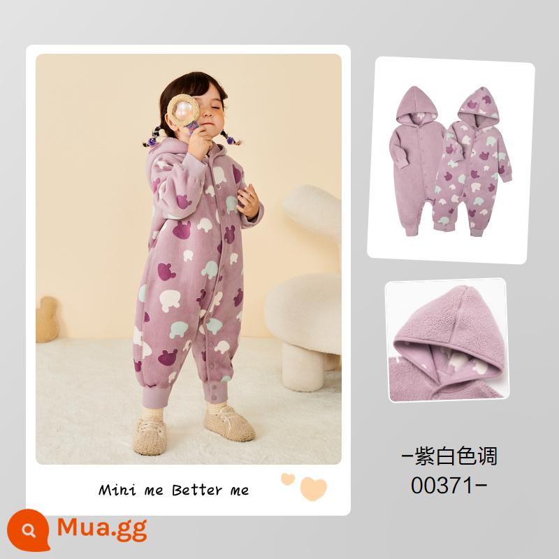 Mini Balabara Jumpsuit quần áo trẻ em 2022 cho bé mùa thu đông 2 mặt sang trọng đi chơi áo liền quần leo núi quần áo - Tông màu trắng tím 00371