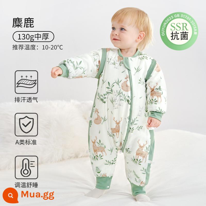 Châu Âu mang thai em bé túi ngủ mùa xuân và mùa thu tre cotton gạc cho bé chống đá chăn trẻ em mùa hè túi ngủ mỏng bốn mùa phổ quát - Mùa thu đông - Bông tre 130g dày vừa phải [Nhiệt độ phòng 10-20oC] Nai sừng tấm