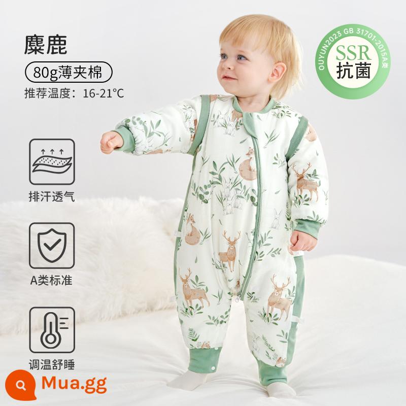 Châu Âu mang thai em bé túi ngủ mùa xuân và mùa thu tre cotton gạc cho bé chống đá chăn trẻ em mùa hè túi ngủ mỏng bốn mùa phổ quát - Mùa thu đông - bông tre 80g chần bông mỏng [nhiệt độ phòng 16-21oC] nai sừng tấm