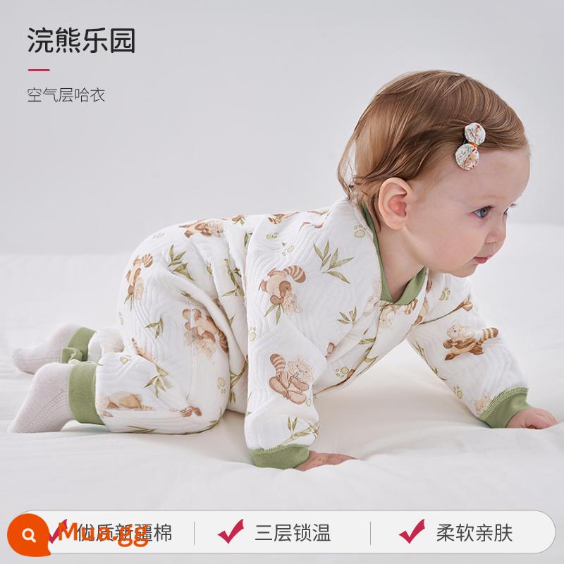 Châu Âu Mang Thai Quần Áo Sơ Sinh Tre Cotton Gạc Mùa Hè Áo Liền Quần Nam Nữ Điều Hòa Không Khí Cho Bé Quần Áo Bộ Đồ Ngủ Phần Mỏng Áo Liền Quần - Thiên đường gấu trúc [Nhiệt độ phòng 18-25oC]