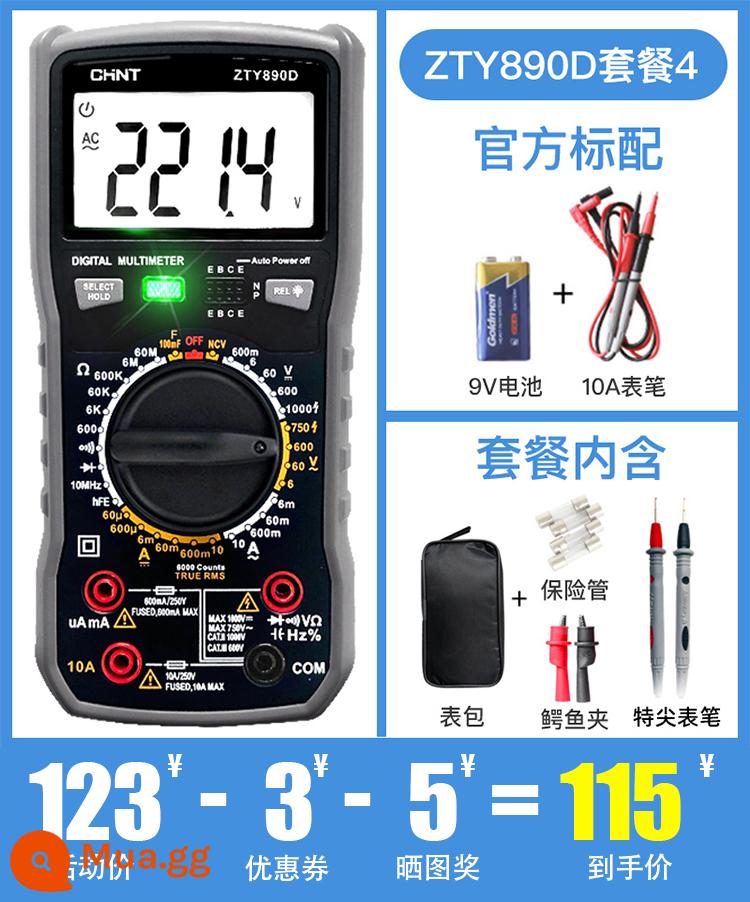 Zhengtai đồng hồ vạn năng kỹ thuật số độ chính xác cao tự động đồng hồ vạn năng thông minh chống bỏng thợ điện điện dung đặc biệt đồng hồ đo - Model cũ 890D [Gói 4] (tiêu chuẩn + bút đầu đặc biệt và túi đựng đồng hồ)