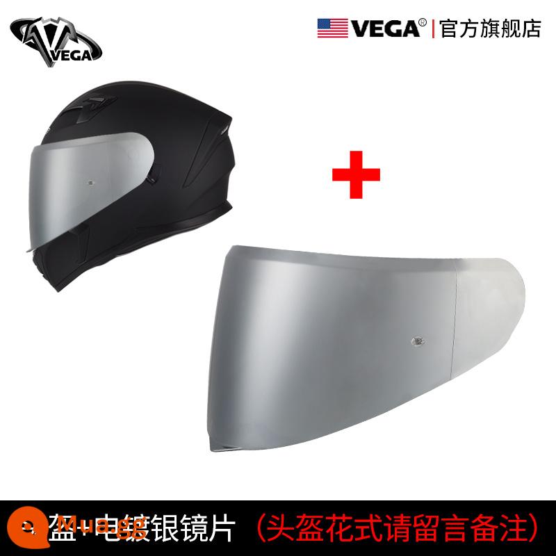 Mỹ VEGA Đầu Máy Mũ Nam Nữ Bluetooth Đầu Máy Full Mũ Bảo Hiểm Mùa Đông Đa Năng Retro Cá Tính Thoáng Mát Chống Sương Mù - Mũ bảo hiểm mạ bạc màu