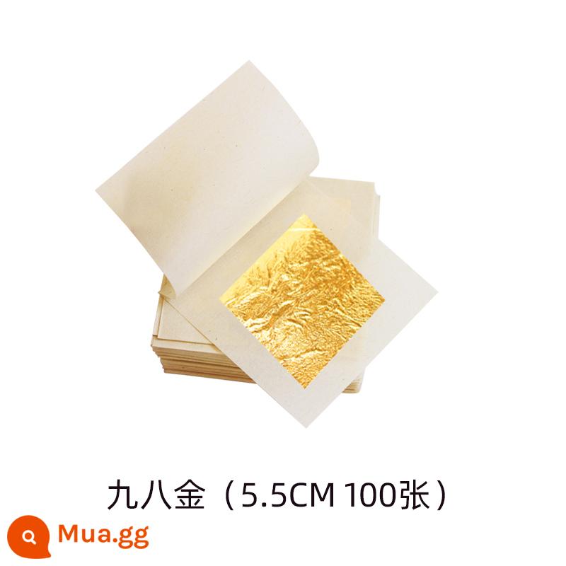 24K Lá Vàng Thật Tượng Phật Thủ Công Quà Tặng Trang Trí Tranh Trang Trí Vàng Sửa Chữa Sửa Chữa Vàng Trẻ Hóa Vàng Nguyên Chất Đĩa Bạch Kim - Lá vàng thật 24K (5.5cm)-100 tờ