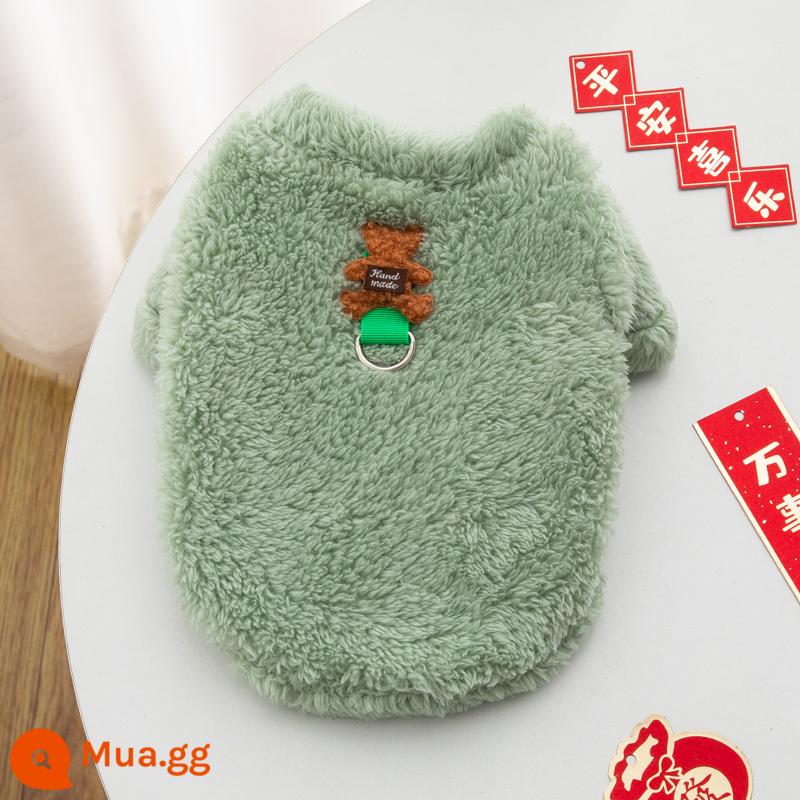 Quần áo cho chó có khóa kéo quần áo thu đông Teddy Bichon Pomeranian chó con nhỏ mèo Pháp chó cưng Năm con Rồng - Trái cây xanh* gấu ba chiều [loại lực kéo]