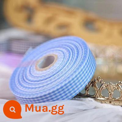 Hộp bánh sinh nhật ruy băng ins sườn gạo trắng Ruy băng tiếng Anh bó hoa hộp quà bao bì hộp dây đeo - Kẻ sọc xanh nhạt 2cm màu trắng nhạt 50 thước