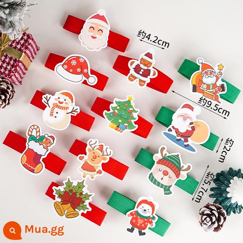 Internet nổi tiếng Giáng Sinh trong suốt di động xô trang trí bánh Ông Già Noel nai sừng tấm kem dâu xô món tráng miệng hộp đóng gói - Tay áo cúp ngực phối thun giáng sinh 12 miếng