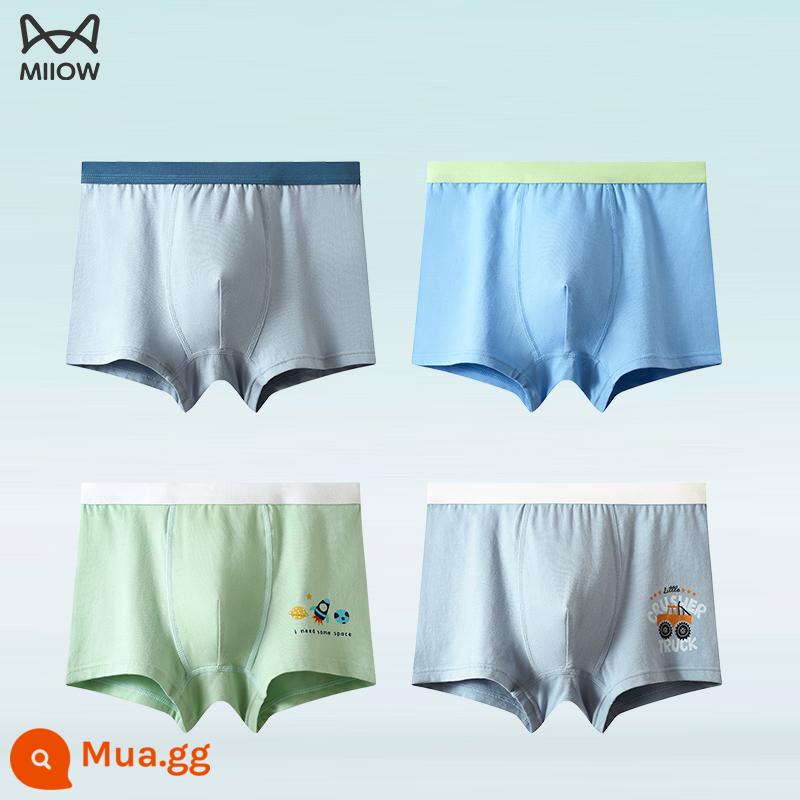 Cat people quần lót bé trai cotton nguyên chất quần boxer trẻ em kháng khuẩn 100% quần đùi cotton trẻ em trung và lớn quần boxer thiếu niên - 01021718