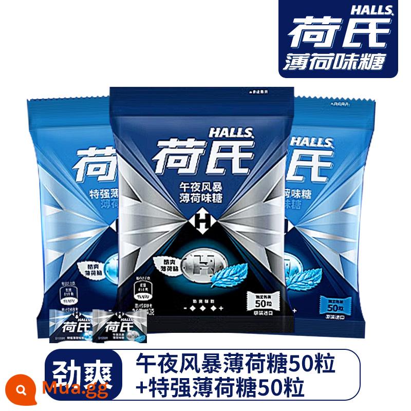 Ho's Mint Candy Snack Mạnh và Mát - [Maseller] Midnight Storm 50 viên + Bạc hà Extra Strength 50 viên, giao 2 túi chỉ 23.11