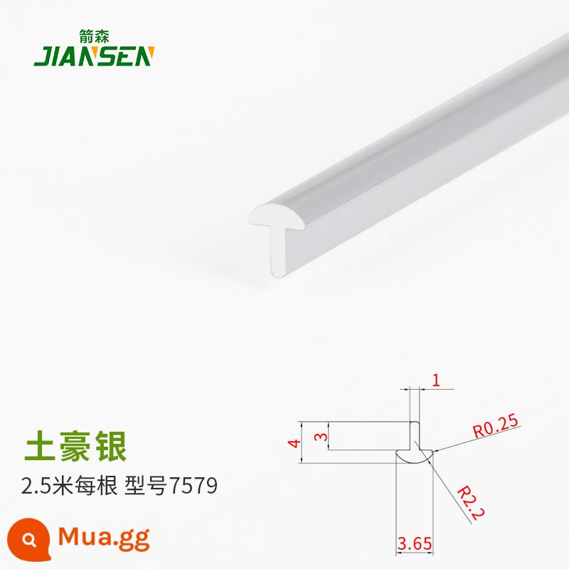 Hợp kim nhôm t-bar sàn gỗ áp lực dải khóa kim loại áp lực cạnh dải nền tường nhúng hợp kim titan đường trang trí - Khóa chữ T 3,65 mm Bạc 7579