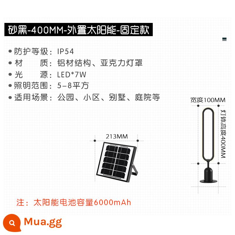 Đèn sân cỏ năng lượng mặt trời Đèn sân vườn ngoài trời Đèn sân cỏ ngoài trời không thấm nước Đèn cảnh quan đơn giản Đèn sân vườn biệt thự - Mô hình cố định năng lượng mặt trời bên ngoài cát đen 400mm