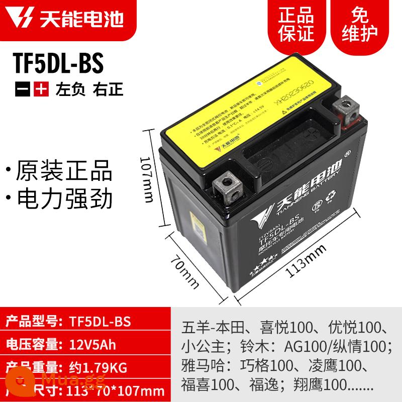 Pin xe máy Tianneng 12V5AH7AH9AH Pin dung lượng lớn Pin phổ thông Yamaha - 12V5AH-TF5DL