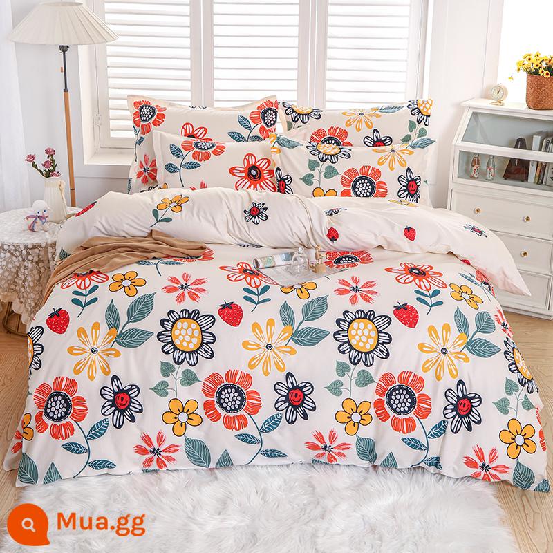 Chăn bông nguyên chất vỏ chăn đơn vỏ chăn cotton đơn 150x200x230 ký túc xá đơn 1.5m chăn đơn trẻ em - hướng dương