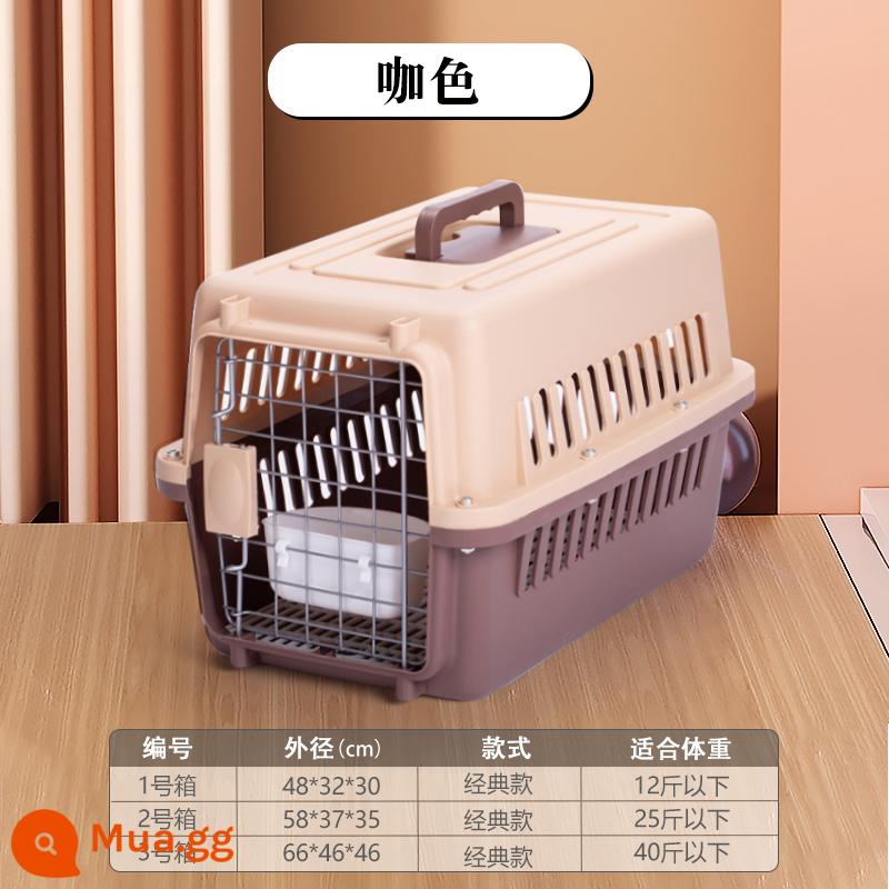 Pet air box cat check box dog out xe xách tay lồng chó chó vừa và nhỏ vali Air China - Hình ảnh chính [màu cà phê] dày cổ điển, chất lượng cao