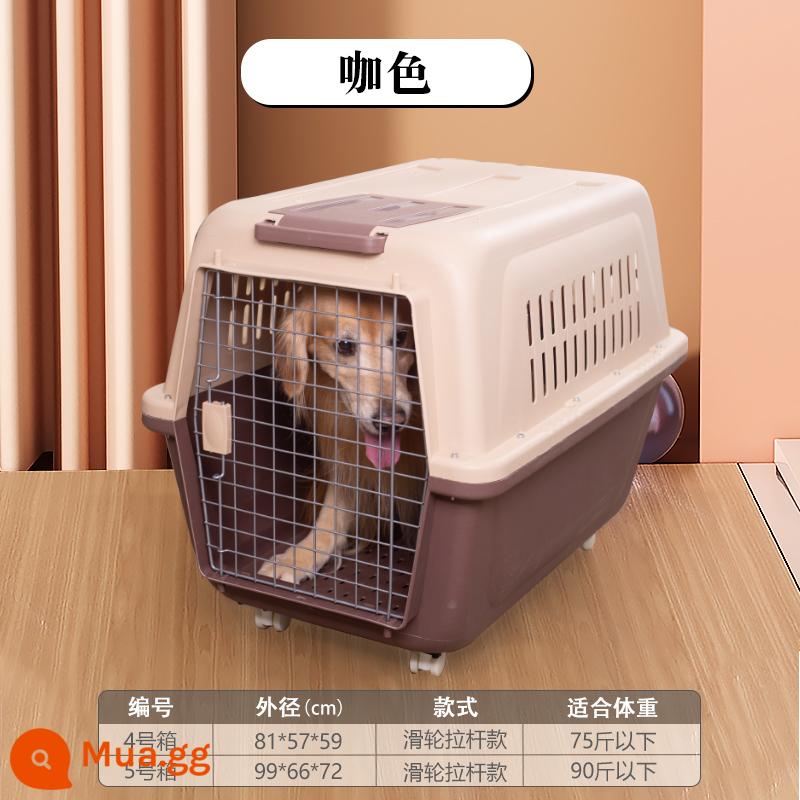 Pet air box cat check box dog out xe xách tay lồng chó chó vừa và nhỏ vali Air China - Mô hình đòn bẩy ròng rọc màu cà phê