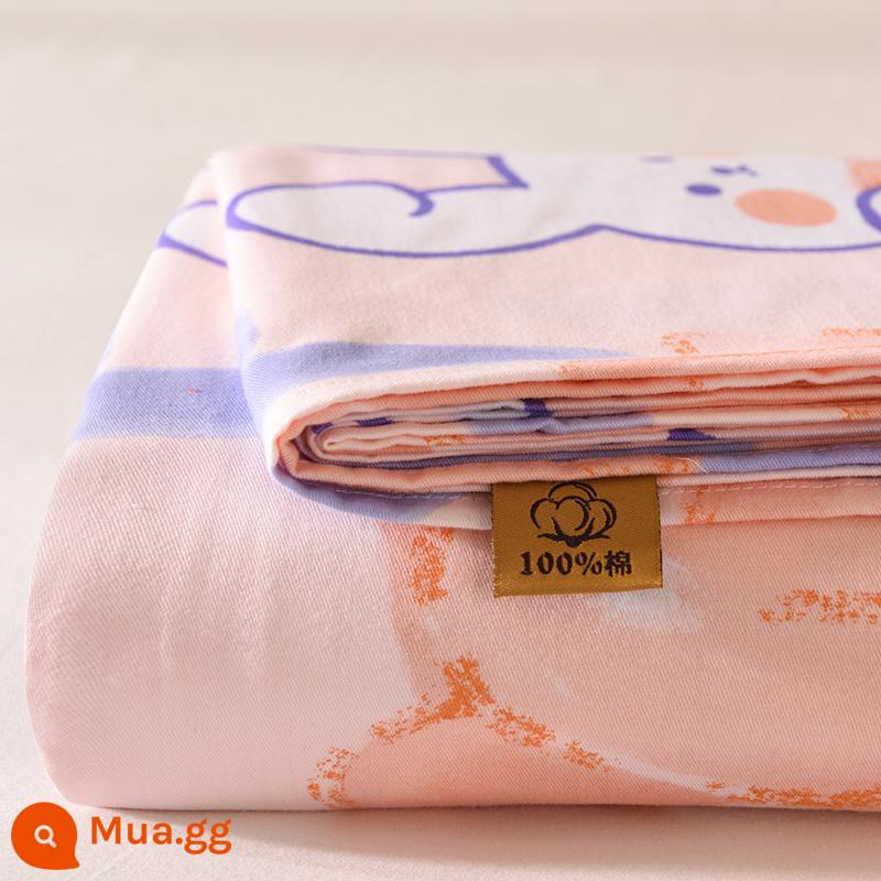 Mùa thu đông dày cotton nguyên chất chải tấm một mảnh 100 cotton cũ vải thô ký túc xá chăn đơn bộ ba mảnh 1,5 mét - Duoduotu [100% cotton chải]