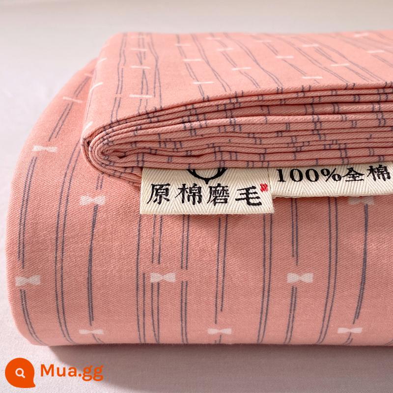 Mùa thu đông dày cotton nguyên chất chải tấm một mảnh 100 cotton cũ vải thô ký túc xá chăn đơn bộ ba mảnh 1,5 mét - Bột Meng Ni [100% cotton chải]