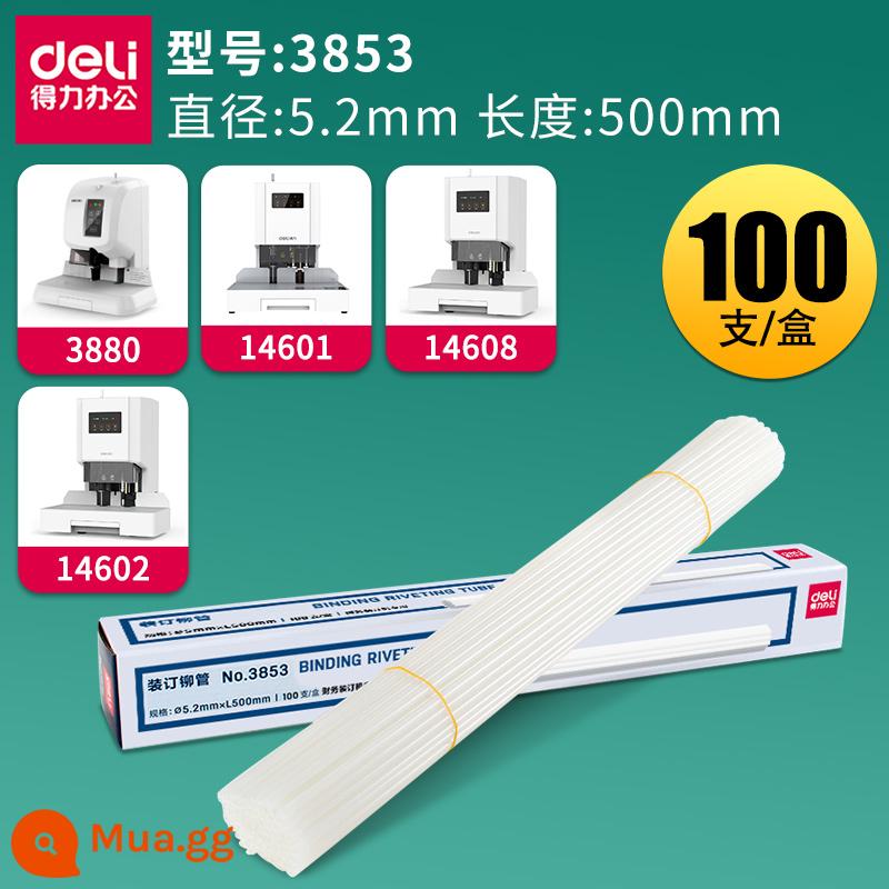 Máy ràng buộc Voucher Delicate 3881/3888/3880/14601/33669 nhựa nóng -Melt Ống hoàn toàn tự động 3847/3853 Tài khoản Kế toán tài chính Cây đấm đấm. - Ống tán đinh máy đóng sách tài chính Deli 3853 (100 cái/hộp)