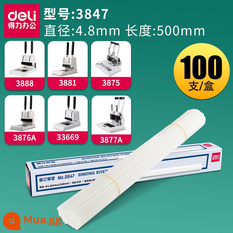 Máy ràng buộc Voucher Delicate 3881/3888/3880/14601/33669 nhựa nóng -Melt Ống hoàn toàn tự động 3847/3853 Tài khoản Kế toán tài chính Cây đấm đấm. - Ống đinh tán buộc Deli 3847 (trong suốt) (100 cái/hộp)