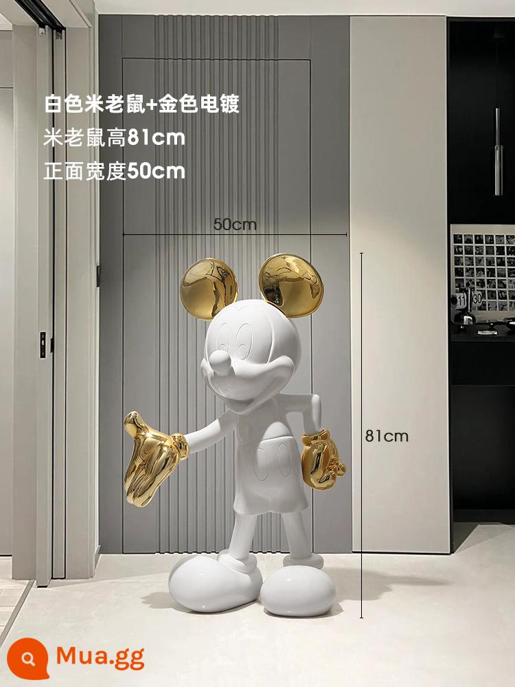 Mickey lớn kịch trần trang trí sofa phòng khách tủ tivi cạnh nhà quà tặng khai trương trang trí tân gia quà tặng nhà mới - Vẫy Tay - Mickey Tai Vàng Trắng [Cao 81cm]