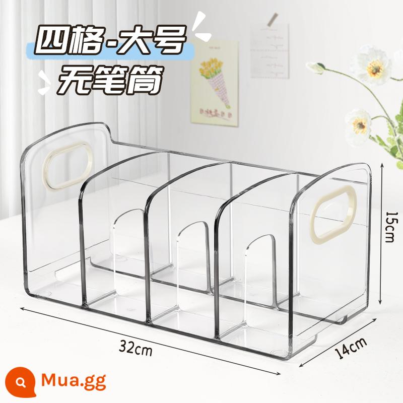 Máy Tính Để Bàn Giá Sách Acrylic Trong Suốt Sách Học Sinh Để Bàn Chia Bút Có Giá Để Đồ Hộp Bảo Quản - Bốn lưới lớn ✨trong suốt [cực dày và chống rơi tốt hơn/có tay cầm di động]