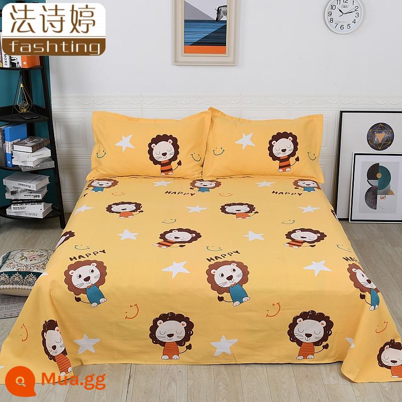 Ga trải giường cotton dày tấm đơn 100 cotton tấm vải thô cũ 1 mét 51,8m học sinh đơn 1,2 bộ ba mảnh - Sư tử nhỏ