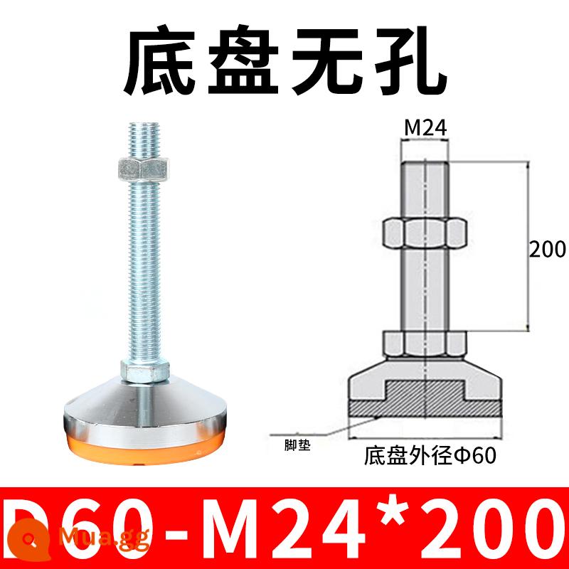 Nặng chân cốc cố định chân thép carbon chống trượt kim loại vít điều chỉnh máy chân m12 hỗ trợ điều chỉnh chân m16 - Bạc 60-24x200