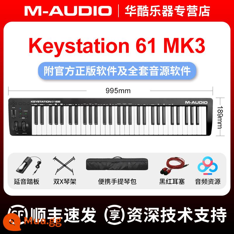 Baofengfeng m-audio KeyStation 49MK3/61MK3/88MK3 Half-Comp - Keystation 61 phím MK3 + giá đỡ đàn piano + túi đàn piano + bàn đạp miễn phí + hỗ trợ kỹ thuật 1-1