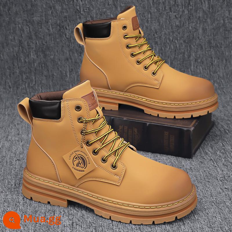 Martin Boots Mùa đông nam cộng với nhung leo núi cao -Giày da bảo vệ trang web chống thấm nước nội bộ nam - Màu vàng [hình ảnh chính] (phiên bản hàng đầu chính thức)