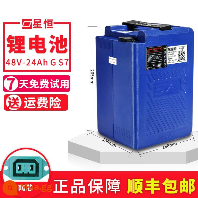 Phylion Pin Lithium 48V24Ah Siêu Lithium Yadi Emma Dao Luyuan Đuôi Xe Điện Tiêu Chuẩn Quốc Gia Mới Pin Lithium - Phích cắm hai lõi 48V 24A