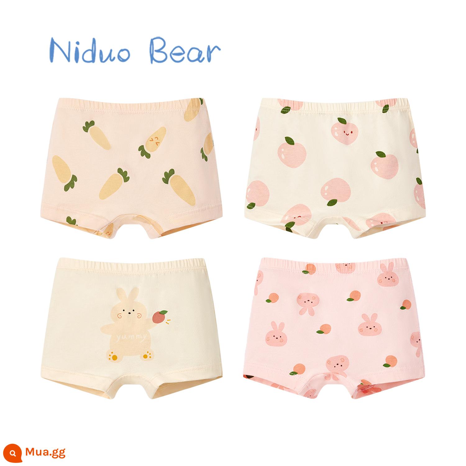 Nido Gấu Bé Gái Quần Lót Trẻ Em Cotton Nguyên Chất Quần Lót Boxer Cho Bé Quần Lót Boxer Bé Gái Không Kẹp Mông - B389+B395 (4 gói)