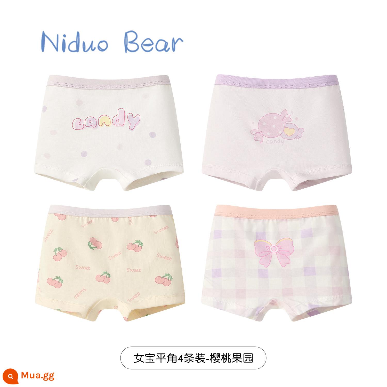 Nido Gấu Bé Gái Quần Lót Trẻ Em Cotton Nguyên Chất Quần Lót Boxer Cho Bé Quần Lót Boxer Bé Gái Không Kẹp Mông - TB957+TB959 (4 gói) [60 kháng khuẩn]