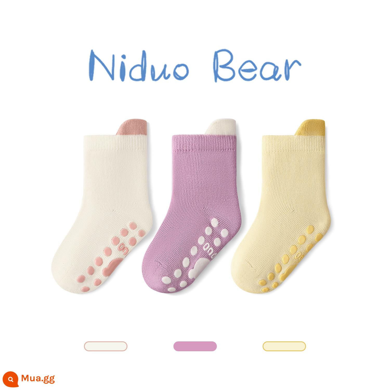 Nidobear 2022 tầng cho bé tất thu đông cotton trong nhà cách nhiệt chống trơn trượt trẻ em tập đi tất cho bé pha chế tất - Mẫu bốn mùa W3181