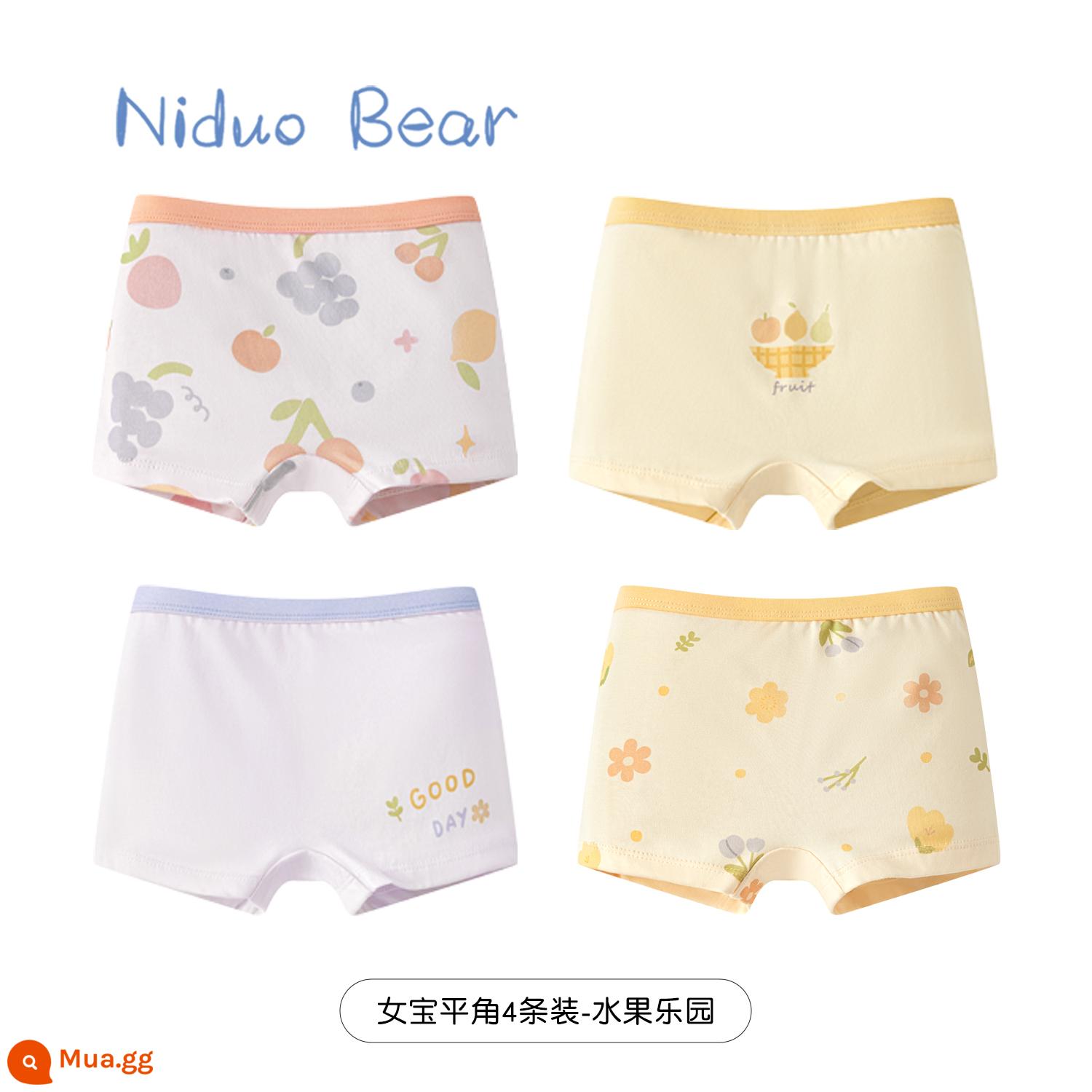 Nido Gấu Bé Gái Quần Lót Trẻ Em Cotton Nguyên Chất Quần Lót Boxer Cho Bé Quần Lót Boxer Bé Gái Không Kẹp Mông - TB997+TB999 (4 gói) [60 kháng khuẩn]