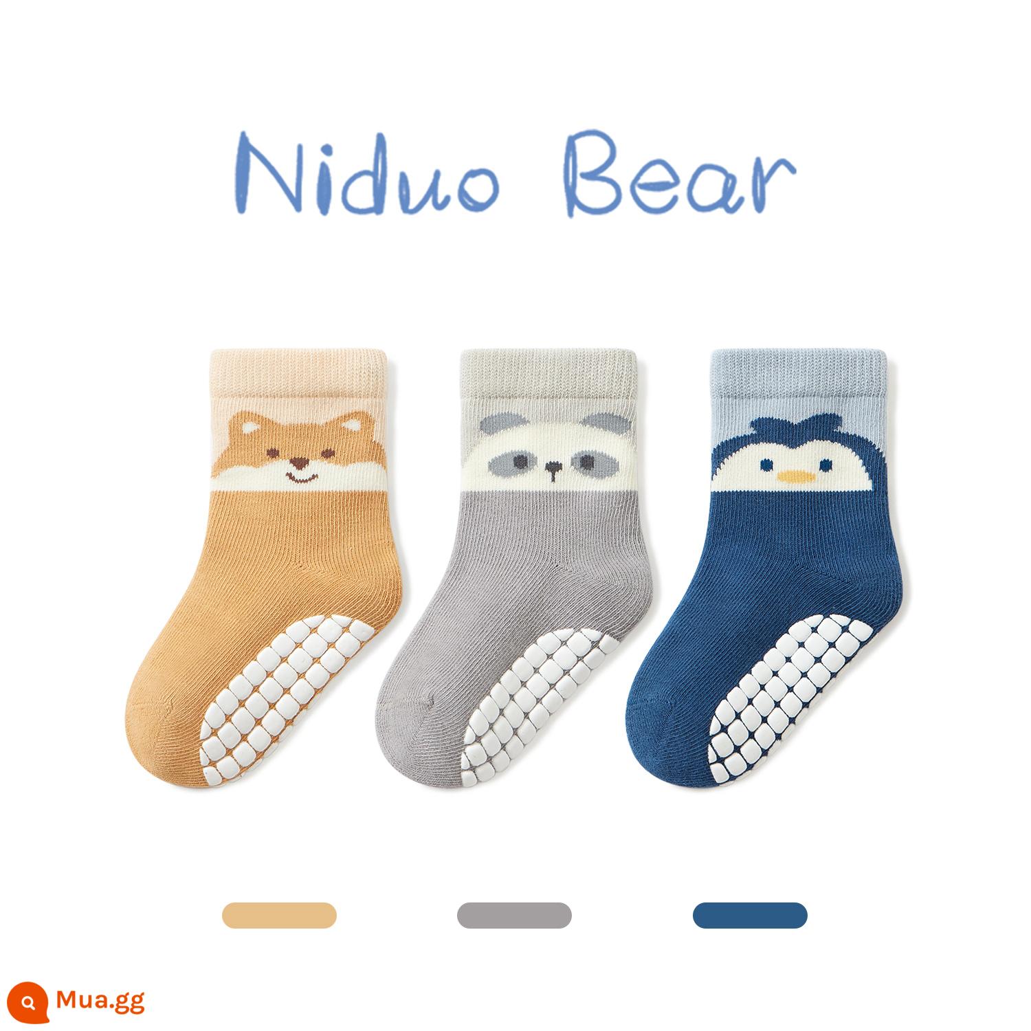 Nidobear 2022 tầng cho bé tất thu đông cotton trong nhà cách nhiệt chống trơn trượt trẻ em tập đi tất cho bé pha chế tất - Mẫu bốn mùa W2122A