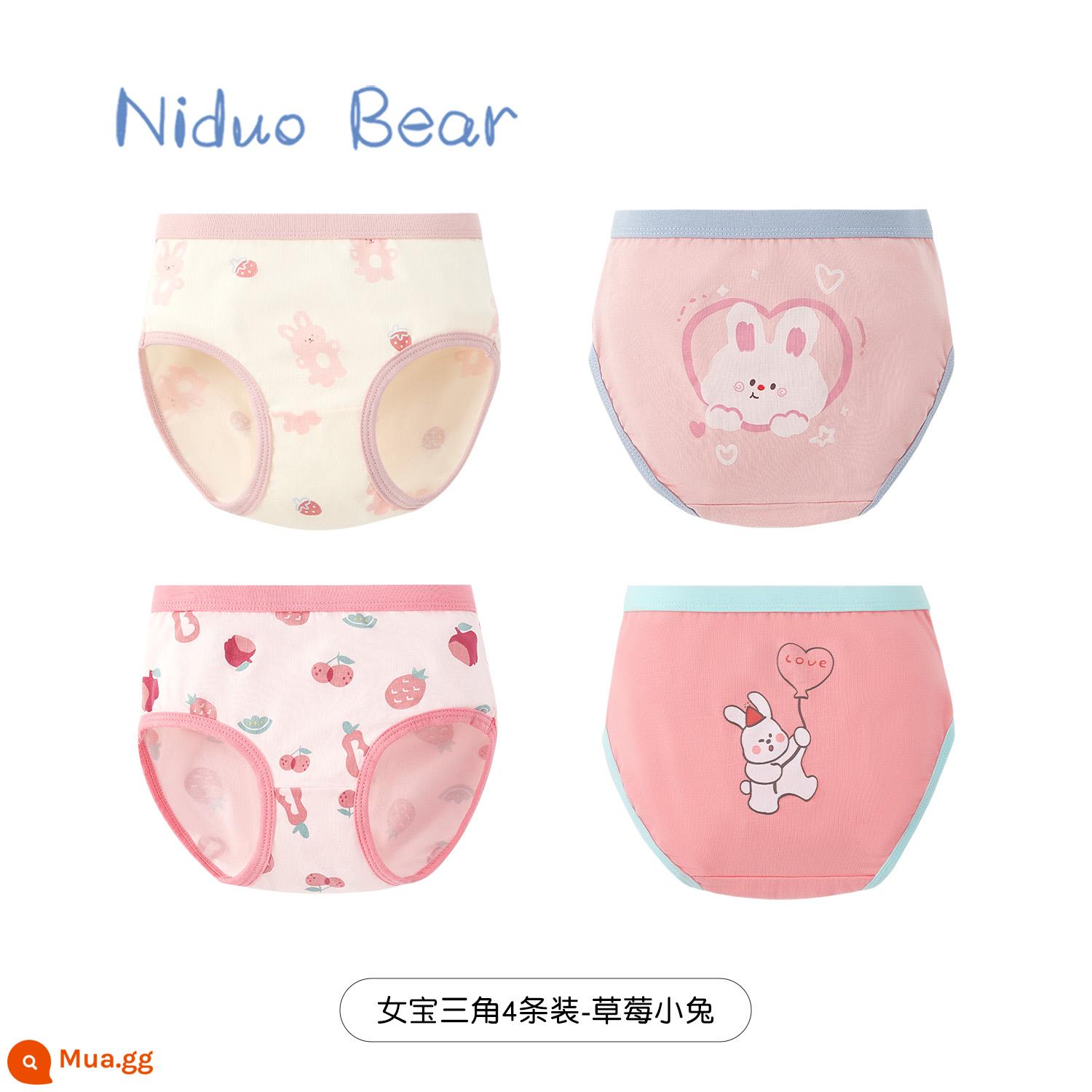 Quần lót trẻ em gấu Nido cotton bé gái tam giác quần bé gái quần đùi trẻ em không kẹp pp - [Bông nguyên chất] TB641+TB643 (gói 4 chiếc)